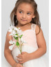 Corded Lace Pleated Chiffon Floor Length Flower Girl Dress